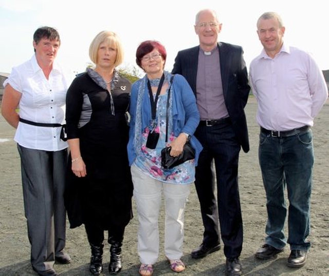 Anne Jennings, Stephanie McDonald, Caroline Fanning (chairperson of the board of management), Canon David Moynan and Albert Evans following the official opening and dedication of the extension at Carysfort National School. 