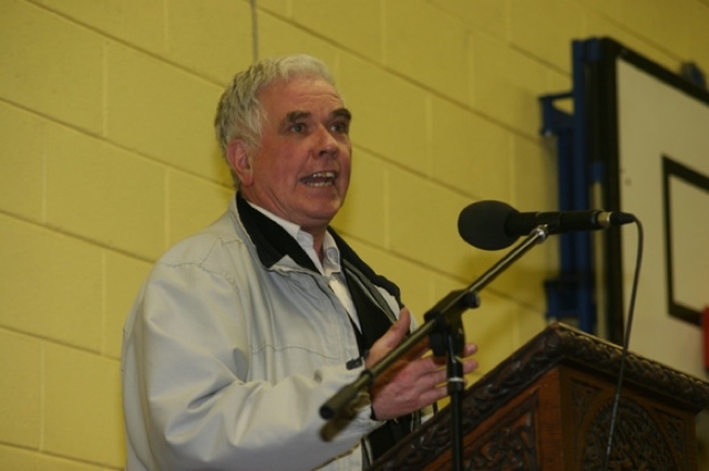 Campaigner for the Homeless, Fr Peter McVerry speaking to students of King's Hospital at the School's Charter Day Festivities.