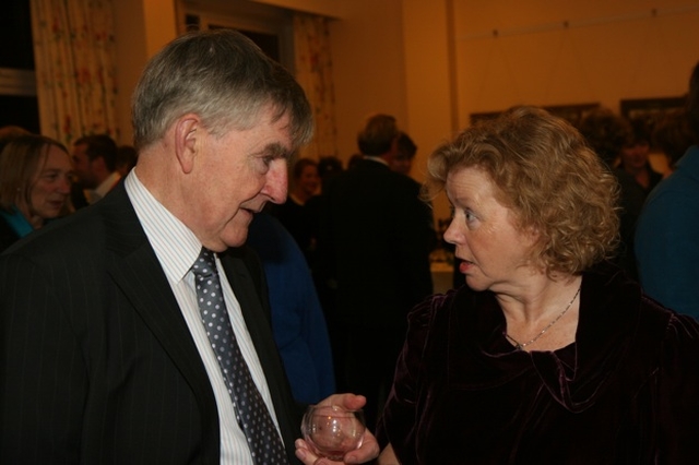 Pictured at a reception in his honour is former Principal of the Church of Ireland College of Education Sidney Blain with Áine O'Neill, lecturer in the college on Special Needs.