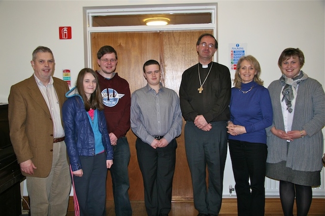 Pictured at the first session of the Living Worship Course in Mageough House, Rathmines were David McConnell of Church Music Dublin (far left), speaker Bishop Michael Burrows (third from right) and some of the seminar’s attendees. 