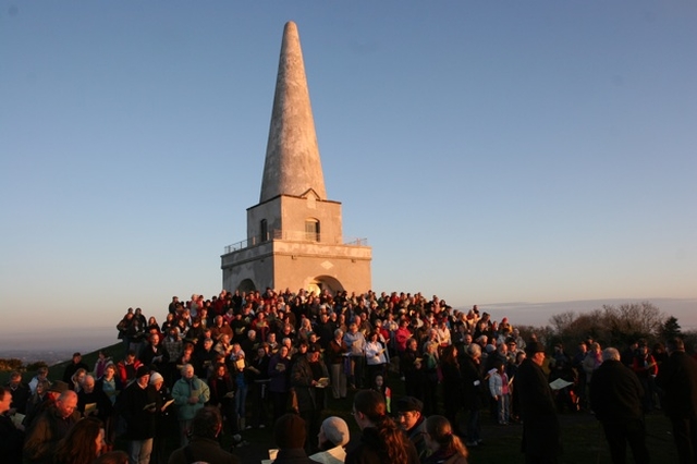 Pictured are worshipers gathered on Killiney Hill for the Ecumenical Easter 'Sonrise' Service.