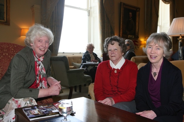 Pictured at a lunch for retired clergy, their spouses and widows are Dorothy Hyland, Margaret Marshall and Heather Godfrey.
