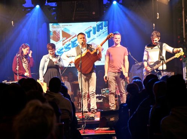 Internationally renowned band, the Rend Collective Experiment on stage with Susie Keane and Stephen Byford for Essential in Christ Church Cathedral. 