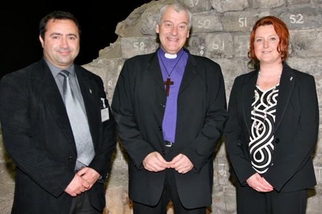 Adrian Cristea, programme officer with Dublin City Interfaith Forum, Archbishop Michael Jackson and chairperson of Dublin City Interfaith Forum, Sinead Lynch at the organisation’s inaugural seminar in the Wood Quay Venue. 