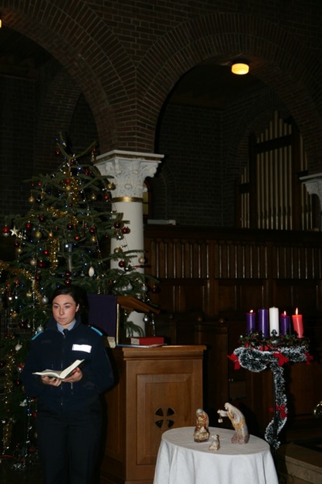 Trainee Garda Laura Conlan reads a lesson at the community carols in St Georges and St Thomas Church.