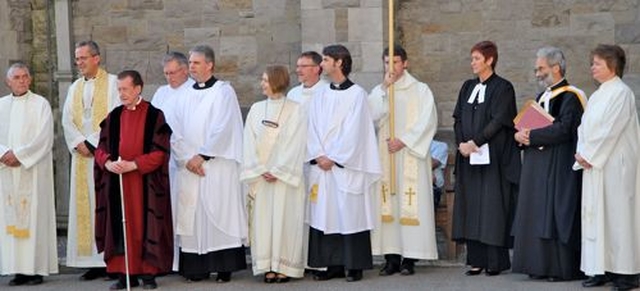 The newly ordained deacons outside Christ Church Cathedral on Sunday September 23 with their fellow clergy, vergers, and registrars. 