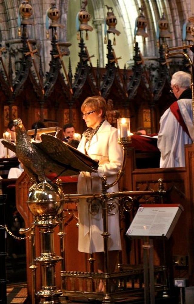 Pauline Treanor, secretary/general manager of The Rotunda Hospital, reads a lesson during the service to commemorate the tercentenary of the birth of Bartholomew Mosse, founder of the Rotunda, which took place in St Patrick’s Cathedral. 