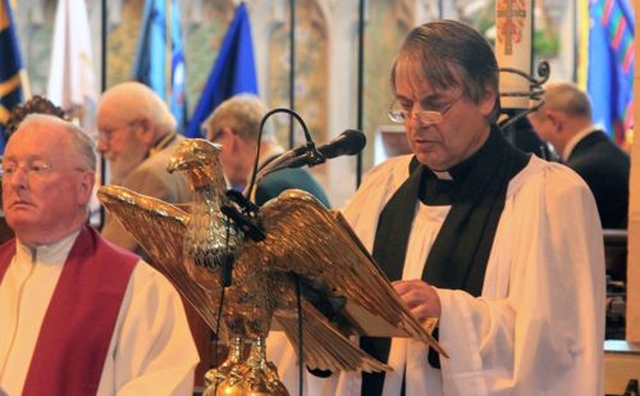 Rector of Monkstown, Canon Patrick Lawrence during the ecumenical service to mark the 70th anniversary of the D–Day landings which took place in Monkstown Church on Saturday June 7. (Photo: Patrick Hugh Lynch)