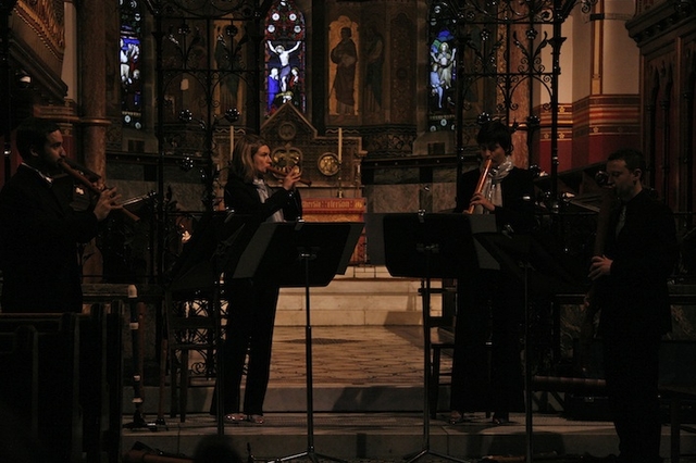 The Flautadors perform in St Bartholomew's Church, Clyde Road