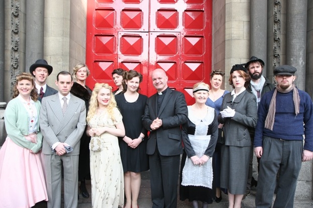 Pictured is the Cast of A Wilde Night Out in St Ann's, Dawson Street with the Vicar of St Ann's. (Back left to right) Alex Runchman (Lord Henry Wotton), Mimi Goodman (Lady Hunstanton), Amy Boylan (Mrs Allonby), Emily Johnson (Lady Stutfield) Elder Roche (Basil Hallward) (front left to right) Erin de Young (Cecily Cardew), Fergus McCarthy (Dorian Gray), Eva Butterley (Hester Worsley), Lucy Jones (Producer), the Revd David Gillespie (Vicar of St Ann's), Lena Doyle (Maid), Clare Hayes-Brady (Gwendolyn Fairfax) and Brian Brazil (James Vane)