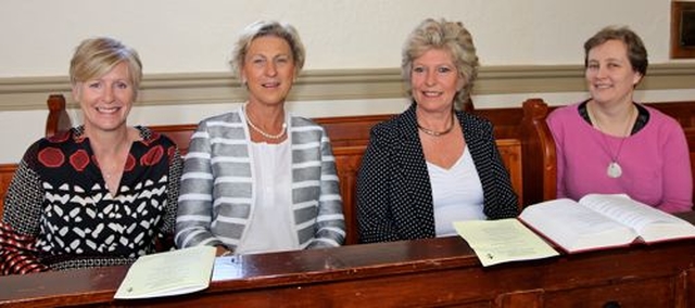 Members of Whitechurch Parish choir at the service of dedication of The Stables. L–R – Joyce Perdue, Sylvia Heggie, Pam McKinley and Ruth Hughes. 