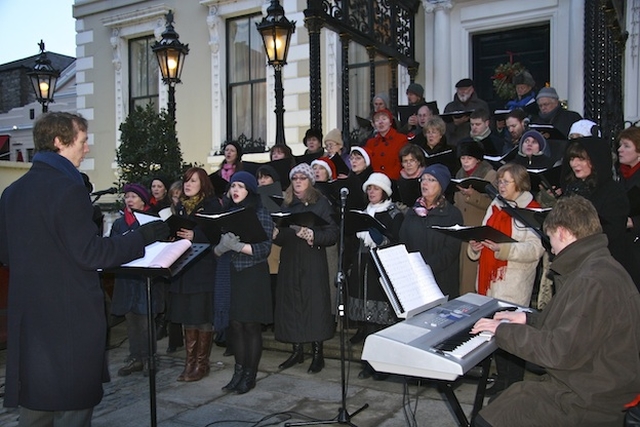 Members of Cantairí Avondale pictured at the Ecumenical Carol Singing in front of the Mansion House, Dawson Street, Dublin. 