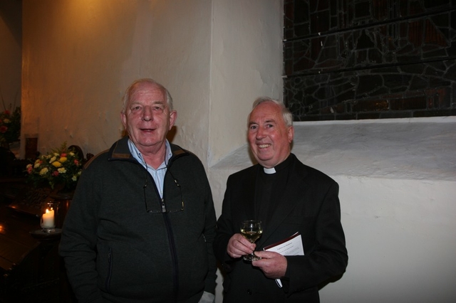 The former Rector of Monkstown, the Revd Kevin Dalton with the Rector of Dún Laoghaire, the Revd Canon Victor Stacey at the launch of the 'Lighten our Darkness' Exhibition in St Nahi's Church, Dundrum.