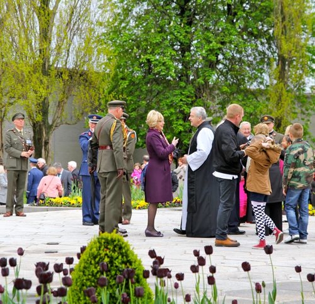 Archbishop Michael Jackson chats to the President Michael D Higgins’s wife, Sabina, following the annual 1916 Commemoration which took place in Arbour Hill, Dublin, this morning (Wednesday May 8). The Archbishop preached at the Mass which forms part of the ceremony. 