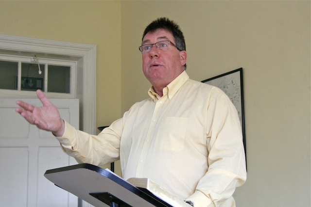 The keynote speaker, the Revd Ian Coffey, speaking at the conference.