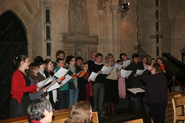 Members of the Christ Church Cathedral Choir give a rousing rendition of Everytime I feel the Spirit at the tribute to the Venerable Edgar Swann, who retired as Archdeacon of Glendalough on January 1st.