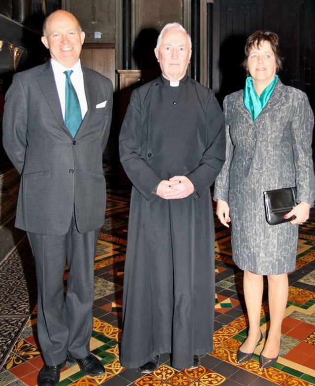 The British Ambassador to Ireland, Mr Dominick Chilcott and his wife, Jane, with Dean Victor Stacey in St Patrick’s Cathedral on St Patrick’s Day. 