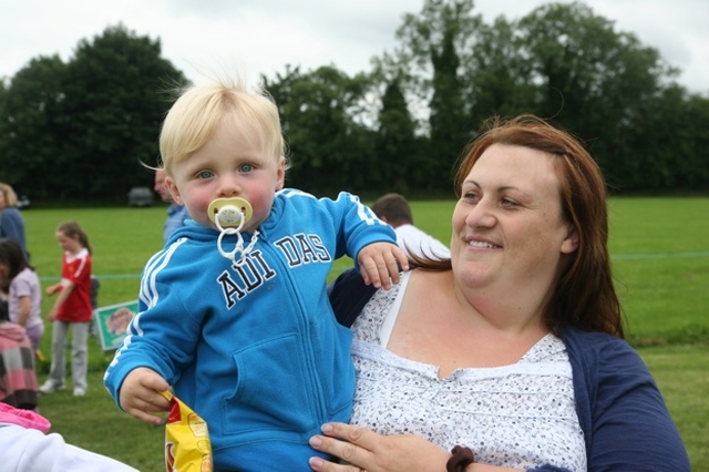 Mother and son at the Donaghmore parish fete and sports day.