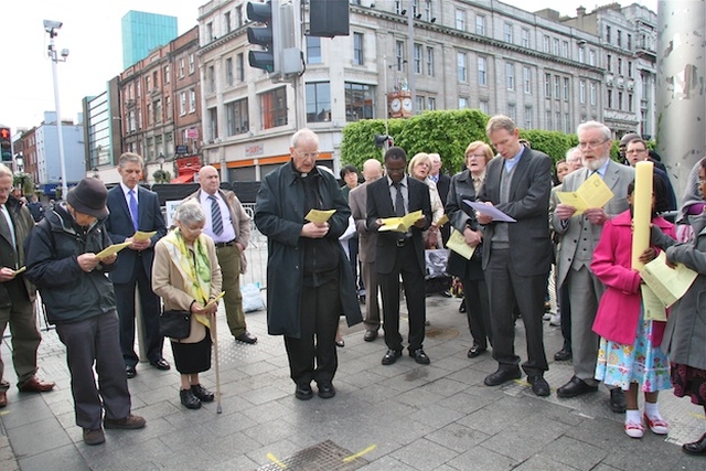 Clergy and participants pictured at the Ecumenical Easter Sunday Service at the Spire, O' Connell St, Dublin 1.