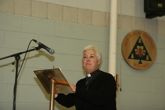 The Revd Canon Katharine Poulton commends the DVDs of 3 Rock and Urban Soul at the Dublin and Glendalough Diocesan Synods in Christ Church, Taney.