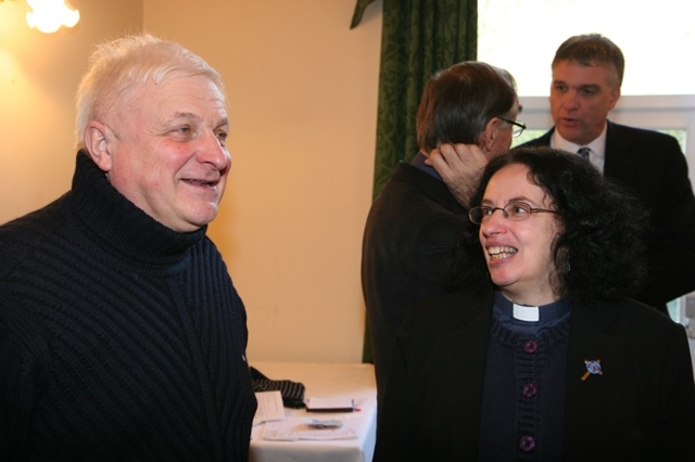 Pictured at an ecumenical get together in Ashford for clergy of all denominations in the diocese of Glendalough are for former Archdeacon of Glendalough, the Venerable Edgar Swann and the Curate of Wicklow and Killiskey, the Revd Patricia Taylor.