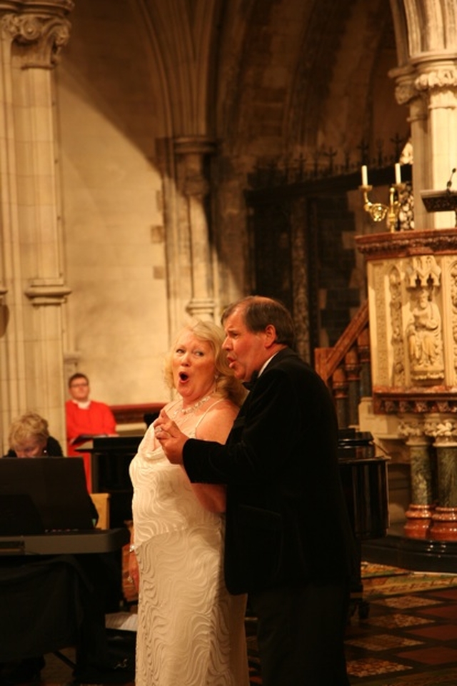 Siobhan Doyle and Fred Deane singing The Merry Widow Waltz from the Merry Widow by Franz Lehar at the Music and Musings Concert in Christ Church Cathedral.