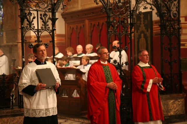 Pictured left to right at the St Bartholomew's Patronal Festival Eucharist are Ferdinand Von Prondzynski, the Revd Andrew McCroskerry, Vicar of St Bartholomew's and the Revd Canon Ted Ardis, Rector of Donnybrook and Irishtown, who preached.