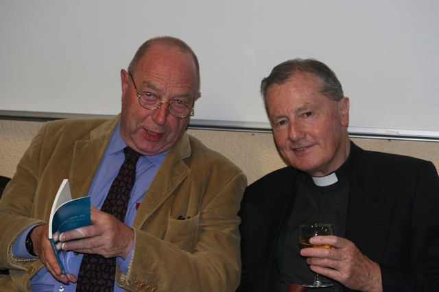 The Dean of St Patrick's, the Very Revd Dr Robert MacCarthy (right) with Michael Adams of Four Courts Press at the launch of a series of book on local history including the Dean's book on the diocese of Lismore.