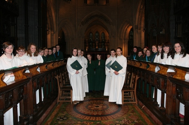 Pictured are the Christ Church Cathedral Girls' Choir and the St Bartholomew's Girls Choir. The two choirs jointly sang at Evensong in the Cathedral recently.