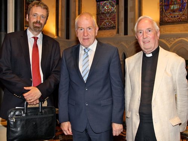 Minister for Arts Culture and the Gaeltacht, Jimmy Deenihan, performed the official reopening of the wonderfully restored Lady Chapel of St Patrick’s Cathedral on July 9. He is pictured with cathedral Administrator, Gavan Woods (left) and the Dean, the Very Revd Victor Stacey. 