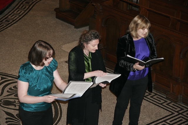 Elizabeth Hilliard, Rachel Talbot and Claire Wallace pictured performing as part of 'The Three Graces' recital at St Ann's, Dawson St.