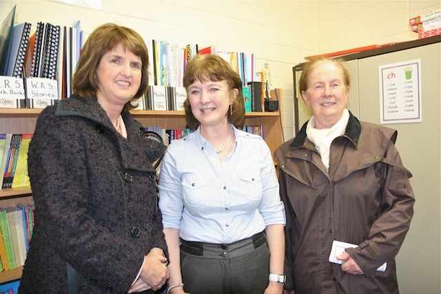 Joan Burton, TD; Debora Kelliher, teacher and Cllr Peggy Hamill pictured at the official opening of Castleknock National School's new extension.