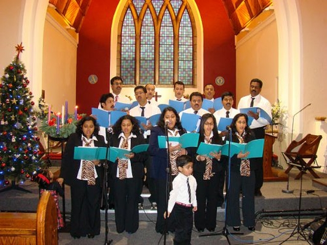 The Choir singing at the Christmas Carol Service for the Church of South India (Malayalam) in St Catherine’s Church in the Dioceses of Dublin and Glendalough