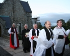 Pictured as part of the procession at the commissioning of the Revd Nigel Crossey as new Chaplain to St Columba's College are (left to right) the Archbishop of Dublin, the Most Revd Dr John Neill, the Diocesan Registrar, the Revd Canon Victor Stacey, the Venerable J Blackburn, who gave the address and the Revd Nigel Crossey, new Chaplain.