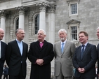 Pictured at the signing of an agreement between the Church of Ireland and Trinity College Dublin which introduces  a new course for training for ordained ministry in the Church of Ireland are (left to right), Andrew McNeile, Ministry Formation Project Co-ordinator (Church of Ireland), the Revd Dr Maurice Elliot, Director of the Church of Ireland Theological Institute, the Archbishop of Dublin, the Most Revd Dr John Neill, the Provost of Trinity College, Dublin Dr John Hegarty, Professor Juergan Barkoff, Registrar of Trinity College Dublin and Mr Michael Gleeson, Secretary of Trinity College, Dublin.