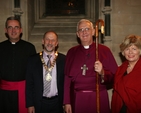 The Archbishop of Dublin, the Most Revd Dr John Neill and the Dean of Christ Church Cathedral, the Very Revd Dermot Dunne with Mr Declan Kelleher, President of the INTO and his wife at the Diocesan Schools Service in Christ Church Cathedral.