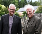 Seamas Heaney and the Revd Canon John Clarke, Rector, at the Nobel Laureate's poetry evening 'Blackbird' in Killiskey Parish Church in Nun's Cross, Ashford. 