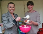 Criona O'Daly and Carrie Gargan providing strawberries and cream at the Dalkey Parish Fête in the grounds of St Patrick’s Church.