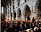 Dublin and Glendalough’s Greg Fromholz amid a sea of students in St Patrick’s Cathedral before the service to mark the start of the academic year for second level students. 