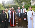 The newly commissioned Lay Ministers Gillian Deane, Brendan Sheehan, Shona Rusk and James Kilbey with the Archbishop of Dublin, the Most Revd Dr Michael Jackson; the Director of Lay Ministries, Revd John Tanner; secretary of the Guild of Lay Ministries, Uta Raab; preacher at the service, Dr Anne Lodge; and metropolitan cross bearer Donal Byrne.