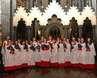 The choir of Christ Church Cathedral with the outgoing musical director, Judith Gannon. Judith took on the role on a temporary basis for 20 months and conducted her final performance at an ecumenical Evensong for the closing of Tradfest 2012.