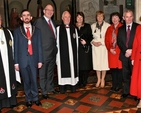 Precentor of St Patrick’s Cathedral, Canon Robert Reed; Cllr Padraid McLoughlin, representing the Lord Mayor of Dublin; the Master of the Rotunda Hospital, Dr Sam Coulter Smith; the Dean of St Patrick’s Cathedral, the Very Revd Victor Stacey; chairperson of the board of governors of the Rotunda Hospital, Hilary Prentice; Pauline Treanor, Secretary/General Manager of The Rotunda Hospital; Margaret Philbin, Director of Midwifery at the Rotunda Hospital; 
Kieran Slevin, Human Resources Manager, Rotunda Hospital; and Ann Charlton, Roman Catholic Chaplain at the Rotunda Hospital following the service to commemorate the tercentenary of the birth of Bartholomew Mosse, founder of the Rotunda, which took place in St Patrick’s Cathedral on Sunday January 27. 
