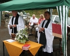 The Revd Canon Tom Haskins (left) and the Revd Canon George Butler leading the singing at the Ballinatone Pets Blessing Service.