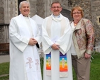 Archbishop Michael Jackson, the Revd Eugene Griffin and his wife, Joanna following Eugene’s ordination to the priesthood in Christ Church Cathedral. 