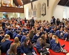 First year students of Temple Carrig School in St Patrick’s Church, Greystones, for the Service of Dedication of the new secondary school. 