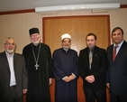 Pictured at the Inter-faith meeting in the Islamic Cultural Centre of Ireland were Dr Nooh Al-Kaddo, CEO, ICCI; Fr. Godfrey O’Donnell, Romanian Orthodox Church; Sheikh Husein Halawa, Imam of ICCI, Chairman of Irish council of Imams; Adrian Cristea, Integration Project, Irish Inter-Church Committee and Shaheen Ahmed, PR Officer, ICCI.