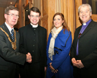 The Cathaoirleach of Dun Laoighre Rathdown County Council, Councillor John Bailey, Revd Niall Sloane, Cllr Maria Bailey and the Archbishop of Dublin, the Most Revd Dr Michael Jackson in Fitzpatrick’s Castle Hotel following Revd Sloane’s institution as rector of Holy Trinity, Killiney. 
