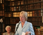 The Minister for Arts, Tourism and Sport, Mary Hanafin TD speaking at the launch of Hippocrates Revived, an exhibition of books on anatomy and medicine in Marsh's Library.