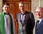 Pictured following his address in the Chapel of Trinity College Dublin on Sunday 3 November is Professor John Monaghan of the Society of Saint Vincent de Paul (far right). Also pictured are (left to right): The Revd Darren McCallig, Dean of Residence at TCD and Dr. Patrick Prendergast, TCD Provost. Professor Monaghan was one of the guest speakers in the “Credo: I Believe” series which continues in TCD Chapel until 8 December. Photo: Scott Hayes.