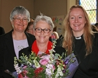 Irene Barber (centre) pictured with Margaret Wynne and the Revd Sonia Gyles, Rector, at a presentation to mark her retirement as a teacher in Sandford Parish National School. Photo: David Wynne.